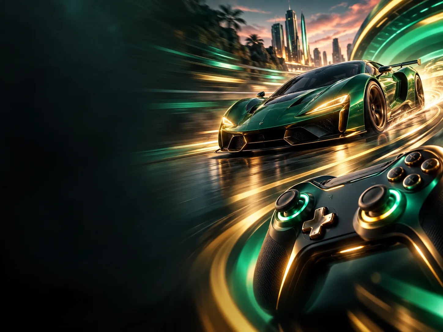 Ilustrasi game cepat dengan efek kecepatan